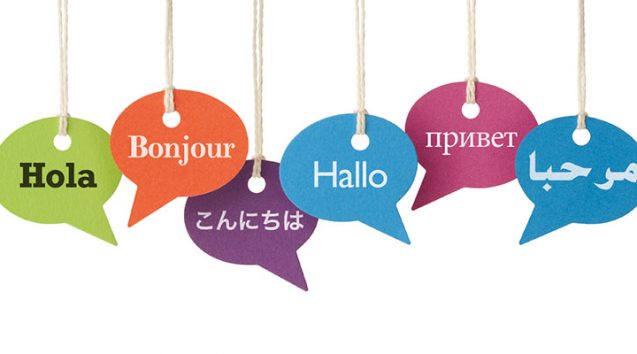 HELLO in eight different languages